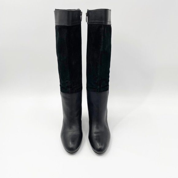 Franco Sarto Womens Black Leather & Suede Side Zip Boot Size 9.5 - Picture 7 of 13